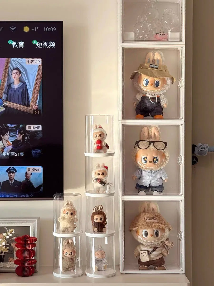Labubu Pendant Display Box Rotating Transparent Labubu Doll Storage Blind Box Storage Display Dustproof And Moisture-Proof - Fui Fuiu Jewelry