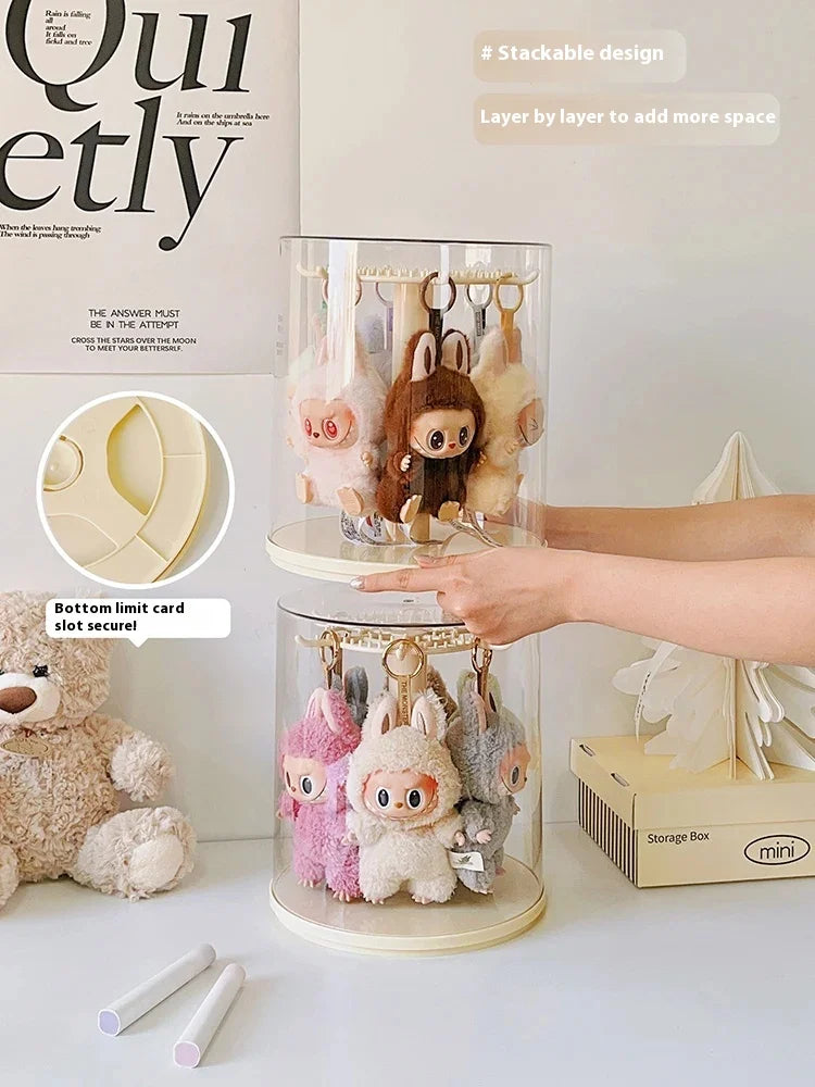 Labubu Pendant Display Box Rotating Transparent Labubu Doll Storage Blind Box Storage Display Dustproof And Moisture-Proof - Fui Fuiu Jewelry