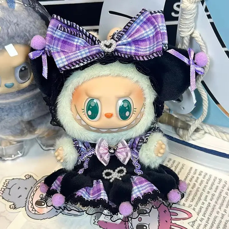 Labubu Doll 17cm Fashion Hoodie Clothing BJD Mini Replacement Cartoon Doll Accessory Cute Decorative Item for Figurines - Fui Fuiu Jewelry