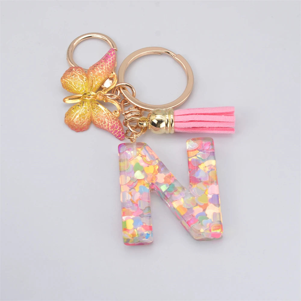 Fashion DIY A-Z Letters keychain Metal Holder Pendent Key Chain Women Car Key Ring Simple Letter Name Key Party Gift Jewelry - Fui Fuiu Jewelry