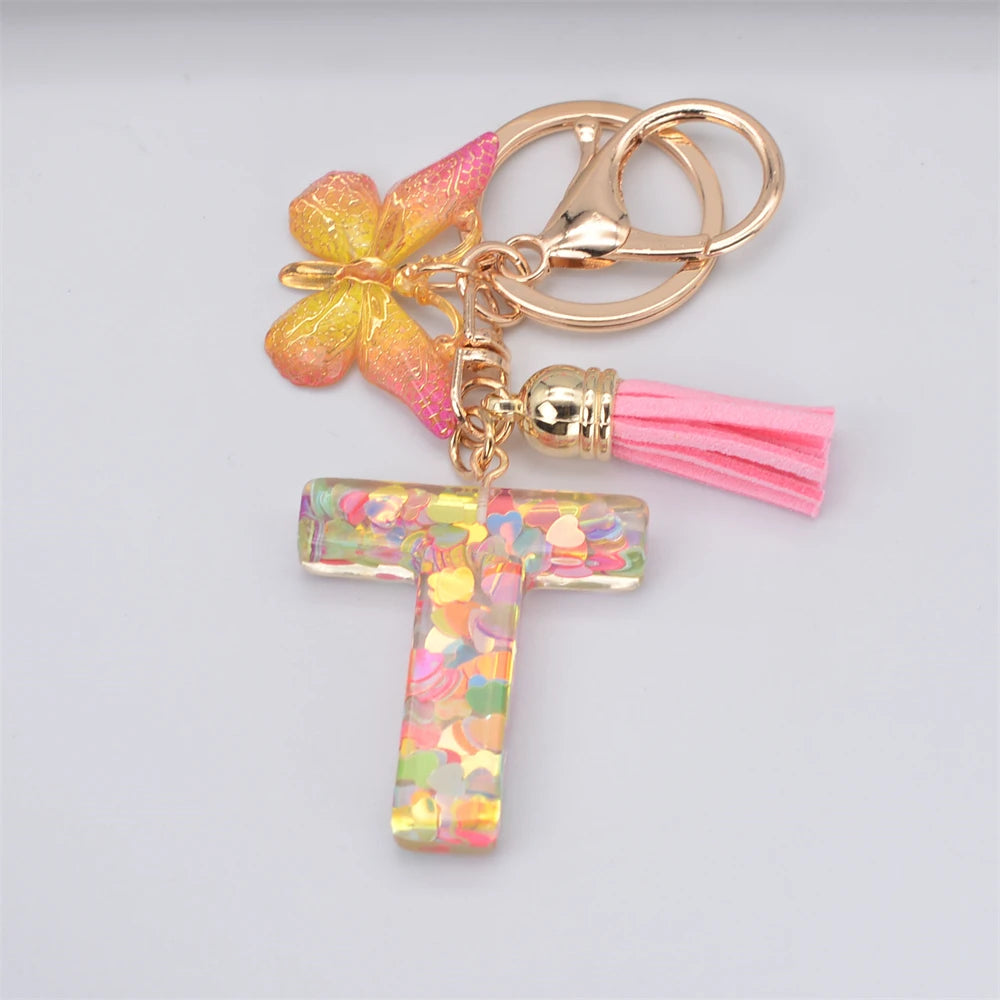 Fashion DIY A-Z Letters keychain Metal Holder Pendent Key Chain Women Car Key Ring Simple Letter Name Key Party Gift Jewelry - Fui Fuiu Jewelry