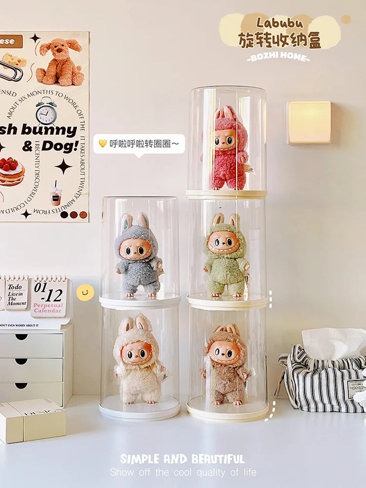 Labubu Pendant Display Box Rotating Transparent Labubu Doll Storage Blind Box Storage Display Dustproof And Moisture-Proof - Fui Fuiu Jewelry