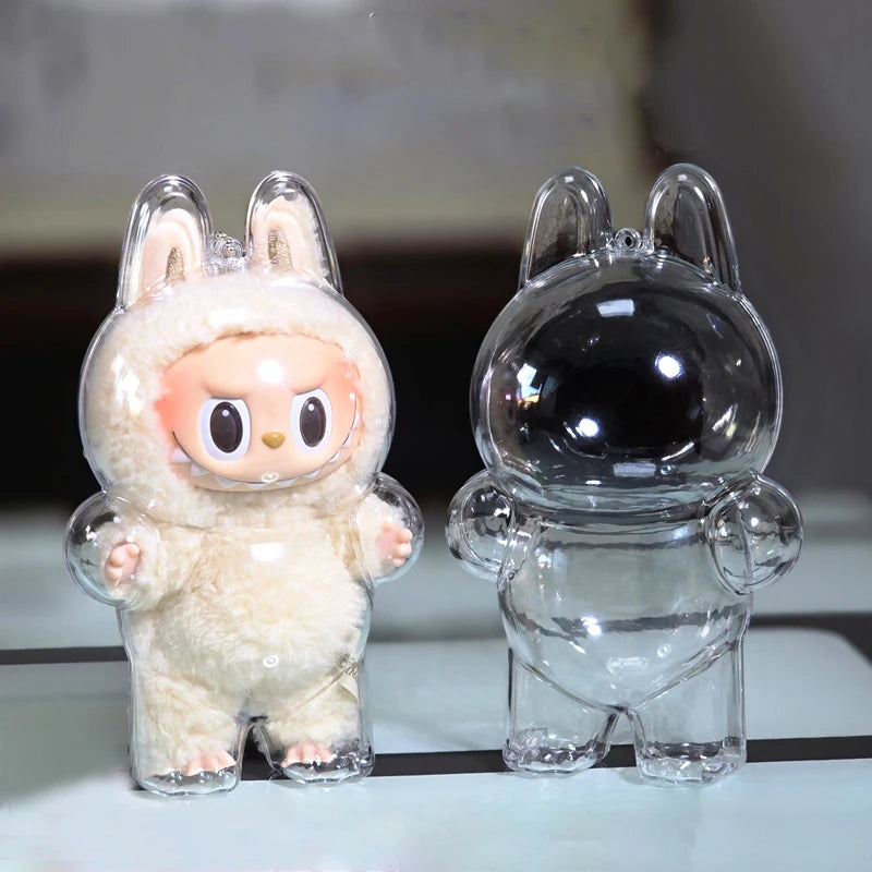 LABUBU V1 V2 transparent protective shell macaron standing protective cover dust cover doll labubu protector case - Fui Fuiu Jewelry