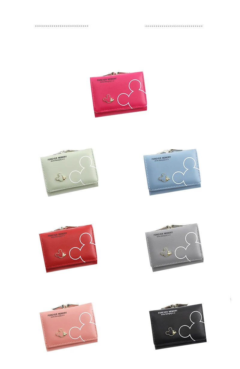 New Women's Wallet Cute Cartoon Letter Printed Students Coin Purse Triple Fold Short Style Wallets for Women Girls Handheld Bags