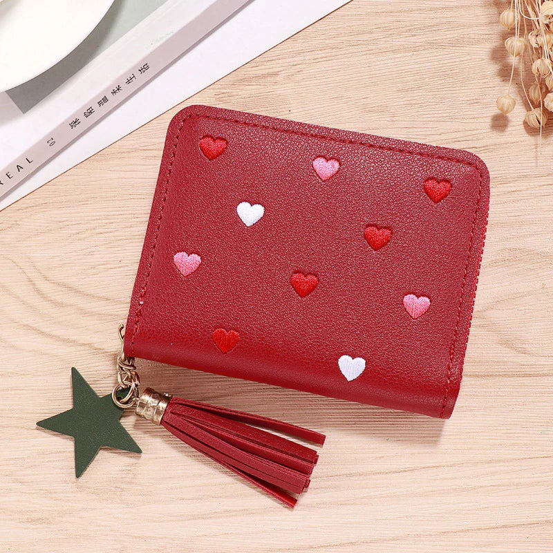 Women Wallet Ladies Mini Small Short Tassel Wallet Cute Girl Zipper Pu Leather Coin Purse Female Hand Wallet Purse