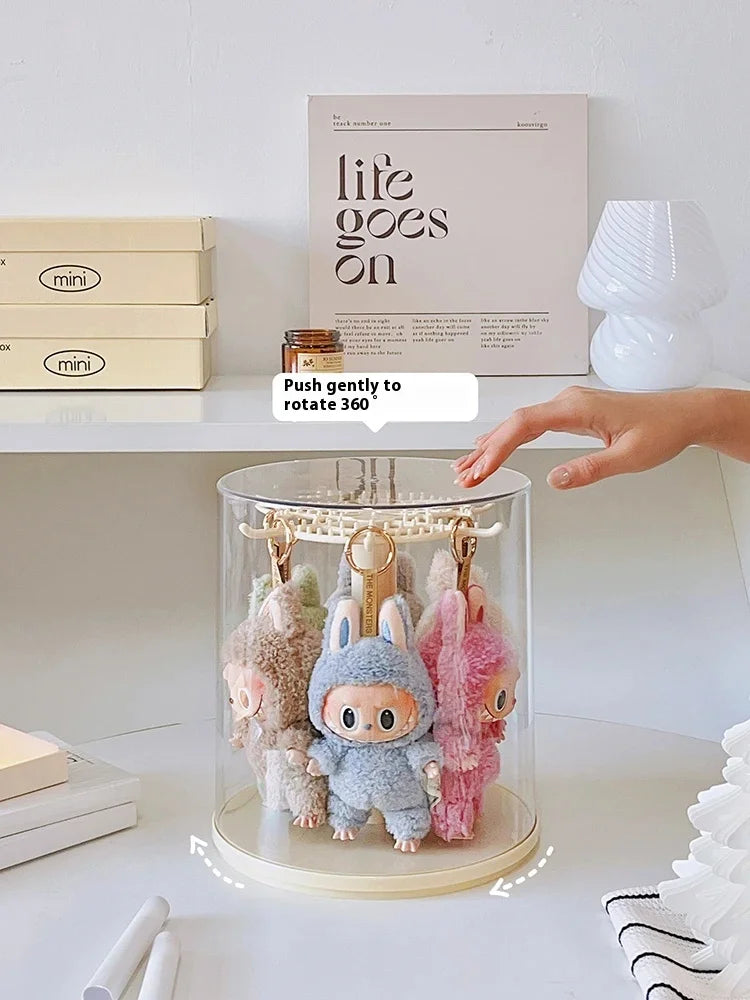 Labubu Pendant Display Box Rotating Transparent Labubu Doll Storage Blind Box Storage Display Dustproof And Moisture-Proof - Fui Fuiu Jewelry