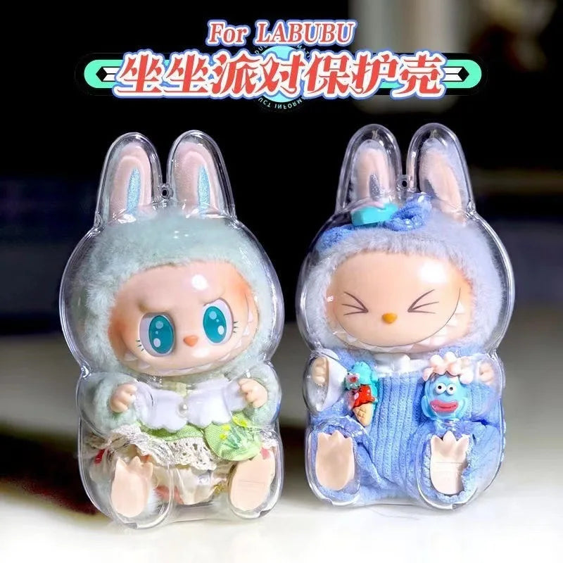 LABUBU V1 V2 transparent protective shell macaron standing protective cover dust cover doll labubu protector case - Fui Fuiu Jewelry