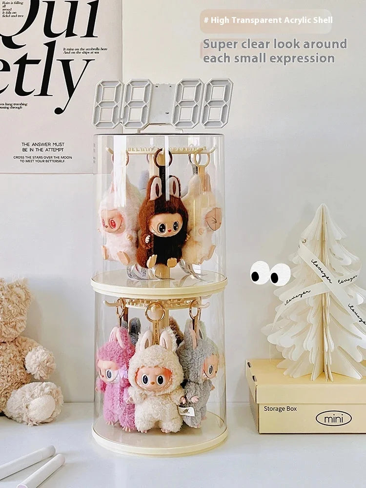 Labubu Pendant Display Box Rotating Transparent Labubu Doll Storage Blind Box Storage Display Dustproof And Moisture-Proof - Fui Fuiu Jewelry