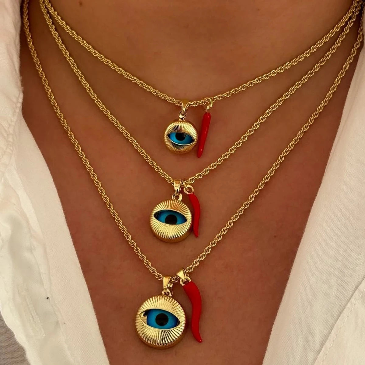 1Pcs 16mm/21mm/27mm Blue Turkish Evil Eye Pepper Charms Pendants Necklace For Women Jewelry Gift