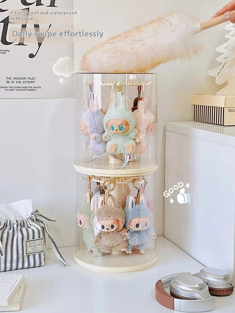 Labubu Pendant Display Box Rotating Transparent Labubu Doll Storage Blind Box Storage Display Dustproof And Moisture-Proof - Fui Fuiu Jewelry