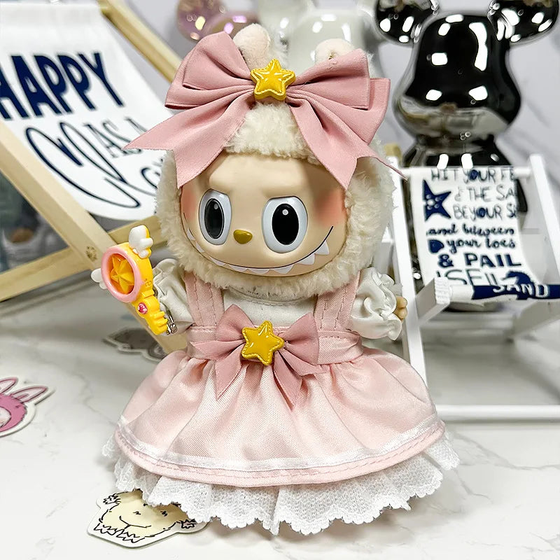 Labubu Doll 17cm Fashion Hoodie Clothing BJD Mini Replacement Cartoon Doll Accessory Cute Decorative Item for Figurines - Fui Fuiu Jewelry