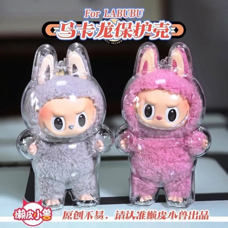 LABUBU V1 V2 transparent protective shell macaron standing protective cover dust cover doll labubu protector case - Fui Fuiu Jewelry