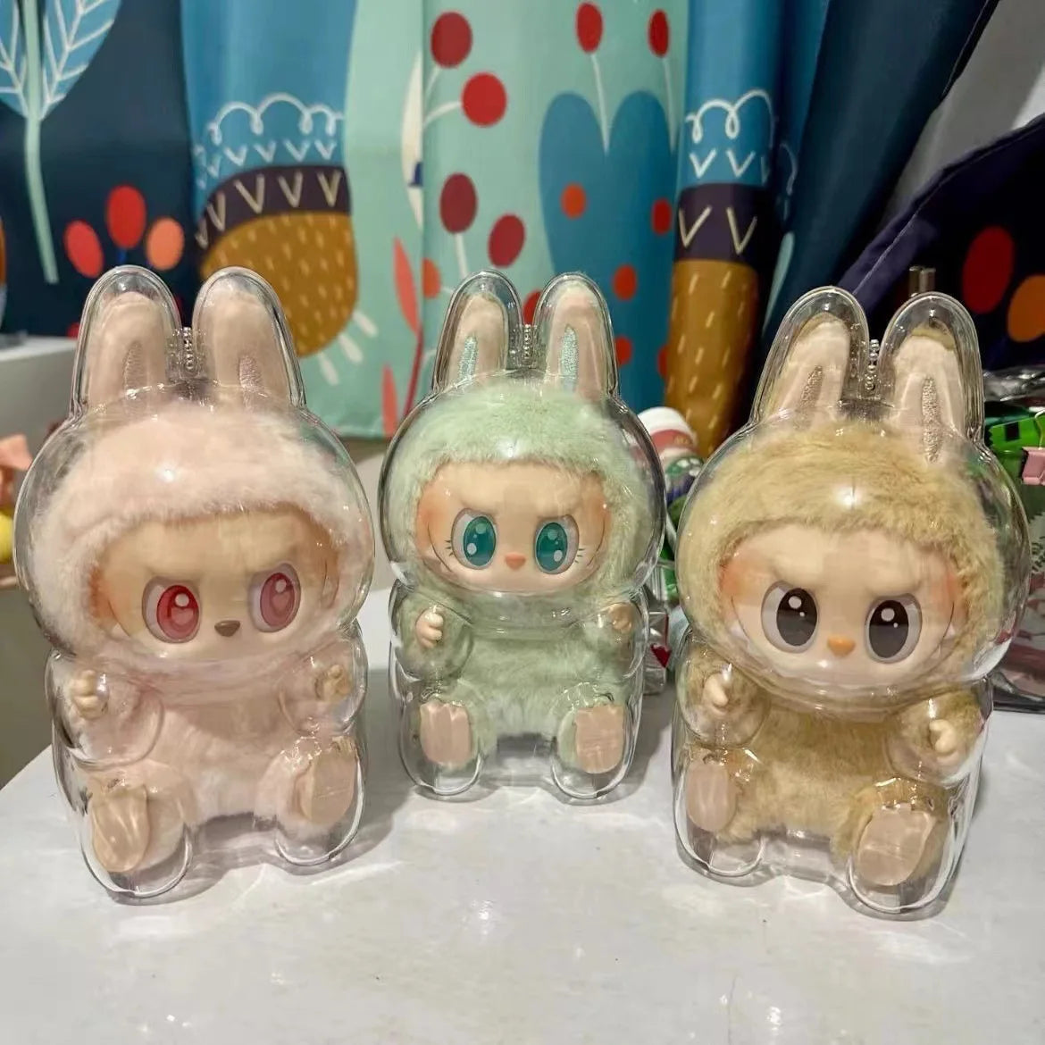 LABUBU V1 V2 transparent protective shell macaron standing protective cover dust cover doll labubu protector case - Fui Fuiu Jewelry