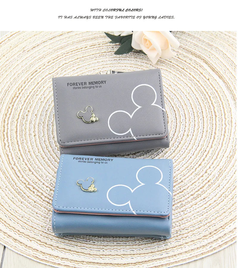 New Women's Wallet Cute Cartoon Letter Printed Students Coin Purse Triple Fold Short Style Wallets for Women Girls Handheld Bags