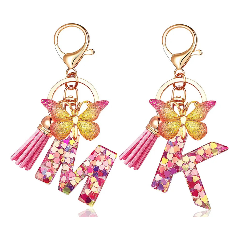 Fashion DIY A-Z Letters keychain Metal Holder Pendent Key Chain Women Car Key Ring Simple Letter Name Key Party Gift Jewelry - Fui Fuiu Jewelry