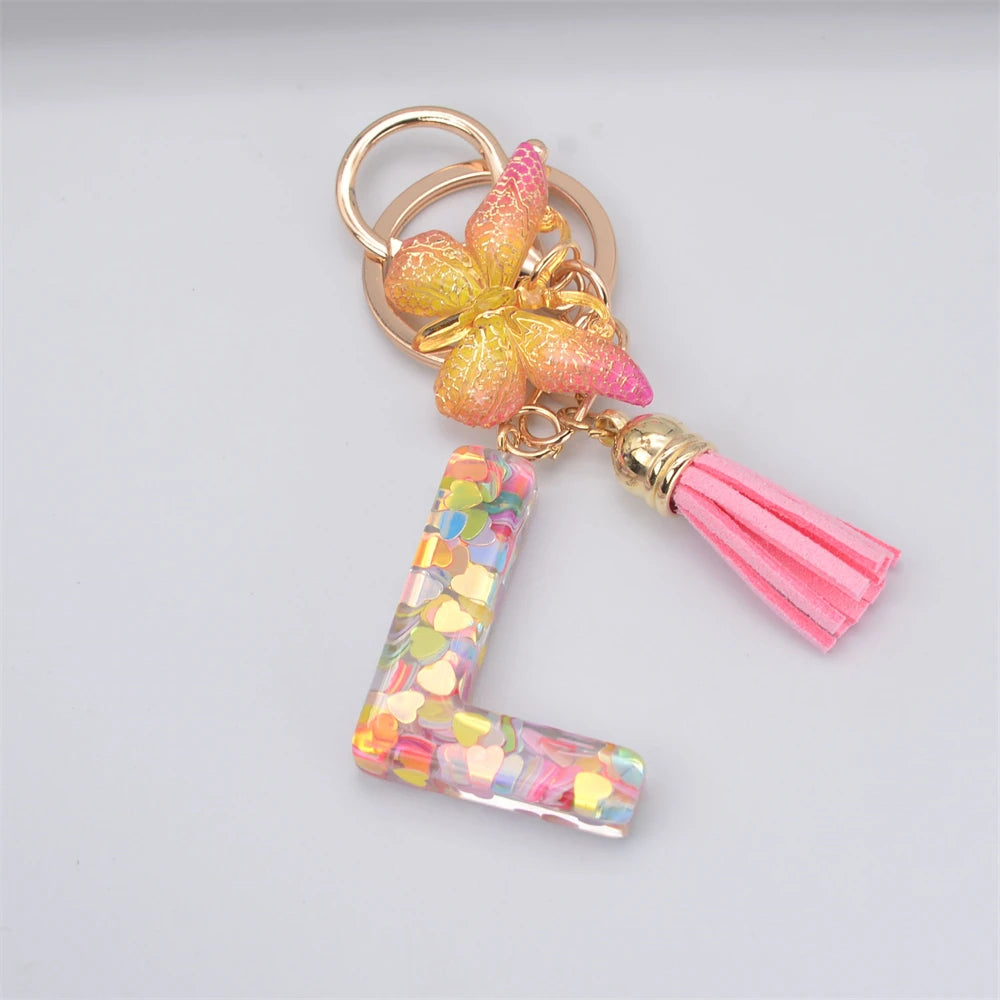 Fashion DIY A-Z Letters keychain Metal Holder Pendent Key Chain Women Car Key Ring Simple Letter Name Key Party Gift Jewelry - Fui Fuiu Jewelry