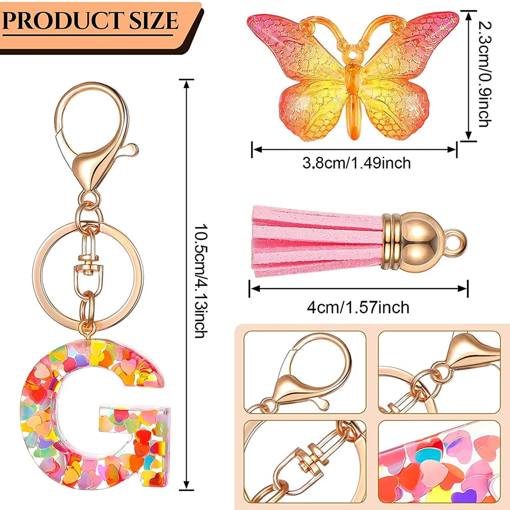 Fashion DIY A-Z Letters keychain Metal Holder Pendent Key Chain Women Car Key Ring Simple Letter Name Key Party Gift Jewelry - Fui Fuiu Jewelry