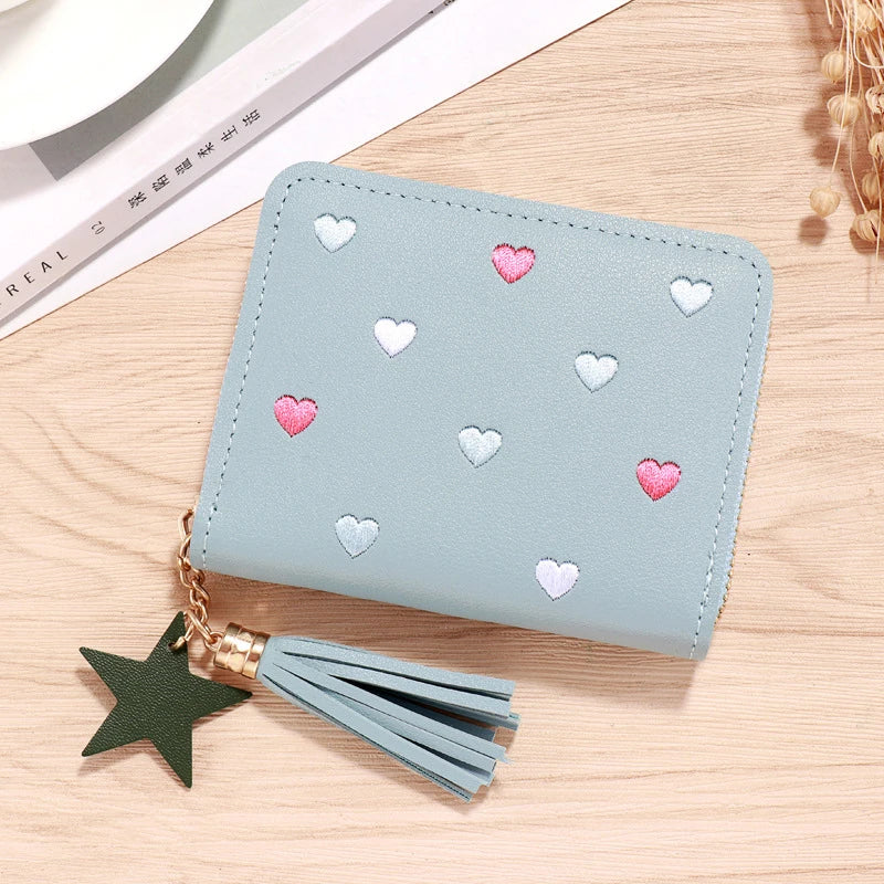 Women Wallet Ladies Mini Small Short Tassel Wallet Cute Girl Zipper Pu Leather Coin Purse Female Hand Wallet Purse