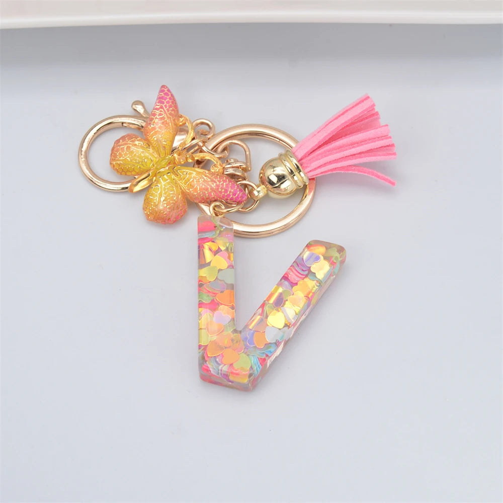 Fashion DIY A-Z Letters keychain Metal Holder Pendent Key Chain Women Car Key Ring Simple Letter Name Key Party Gift Jewelry - Fui Fuiu Jewelry