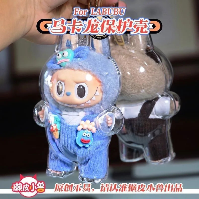 LABUBU V1 V2 transparent protective shell macaron standing protective cover dust cover doll labubu protector case - Fui Fuiu Jewelry