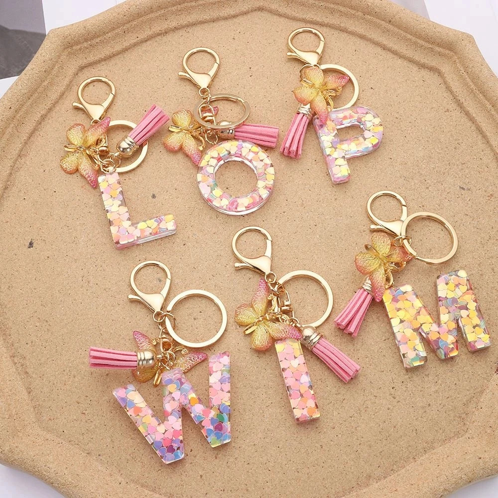 Fashion DIY A-Z Letters keychain Metal Holder Pendent Key Chain Women Car Key Ring Simple Letter Name Key Party Gift Jewelry - Fui Fuiu Jewelry