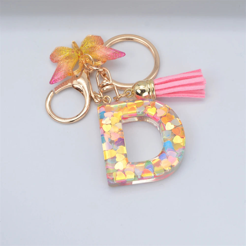 Fashion DIY A-Z Letters keychain Metal Holder Pendent Key Chain Women Car Key Ring Simple Letter Name Key Party Gift Jewelry - Fui Fuiu Jewelry