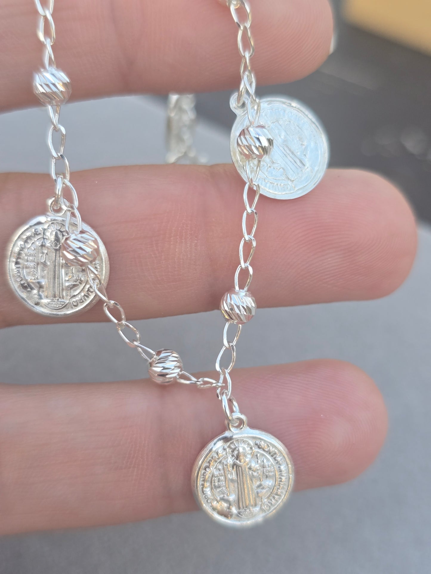 Sterling Silver St Benedict bracelets sterling silver plata 925 pulsera pulso de plata con dijes de San Benito