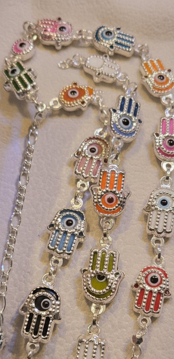 Hamza hand colorfully bracelets sterling silver plata 925 pulsera mano de hamza - Fui Fuiu Jewelry