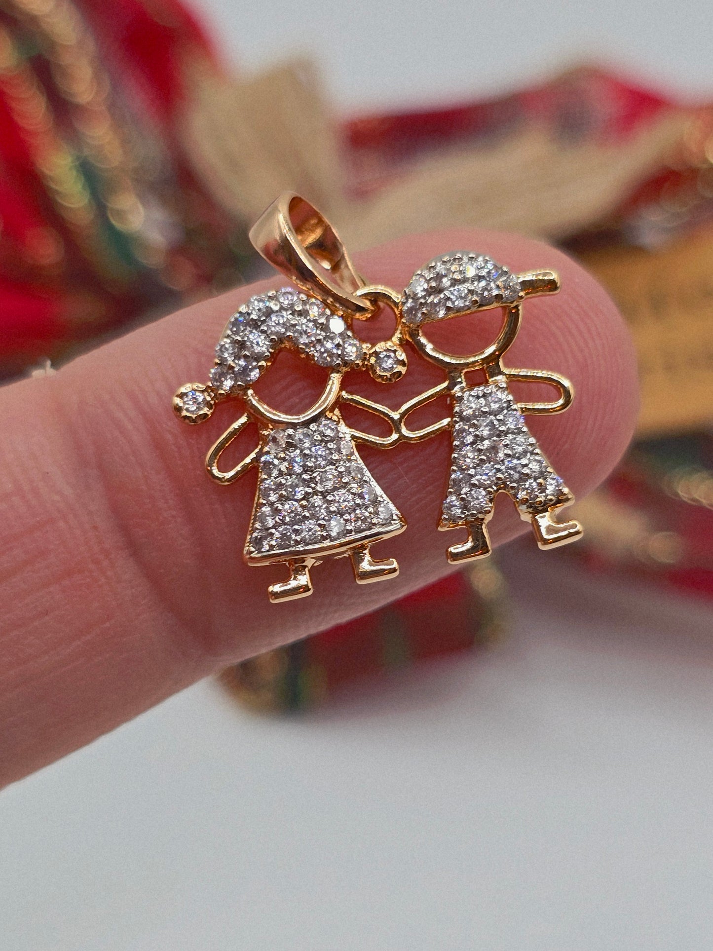 Necklaces boy and girl charm cadena Oro Laminado 14K Gold filled Oro Brasil cadena con dije de niño y niña