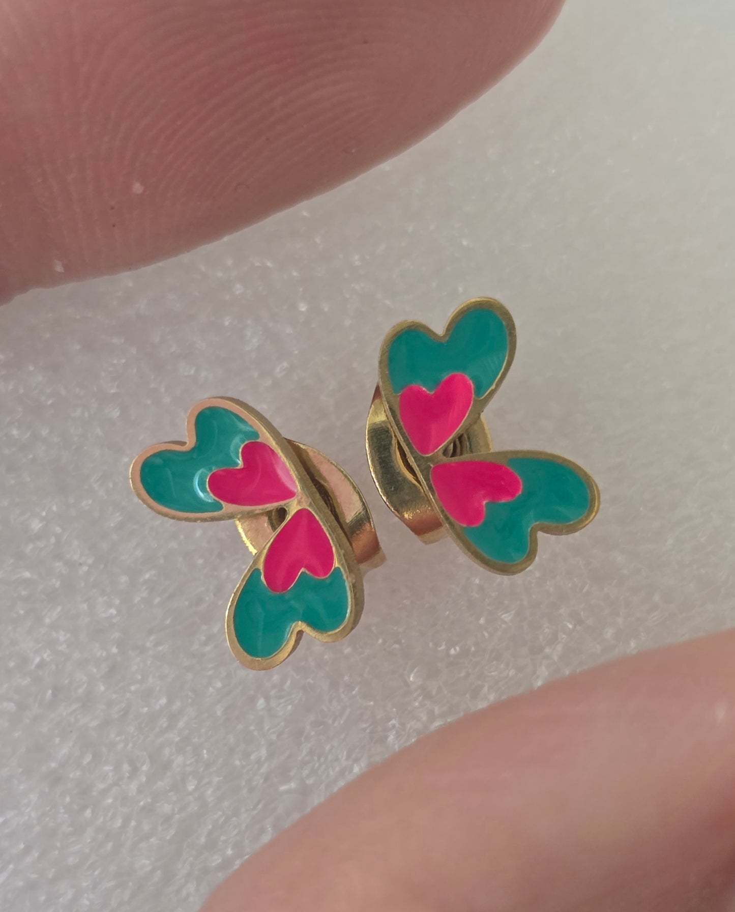 Colorfully butterfly wings studs super cute earrings alas de mariposa de colores aretes acero stainless steel