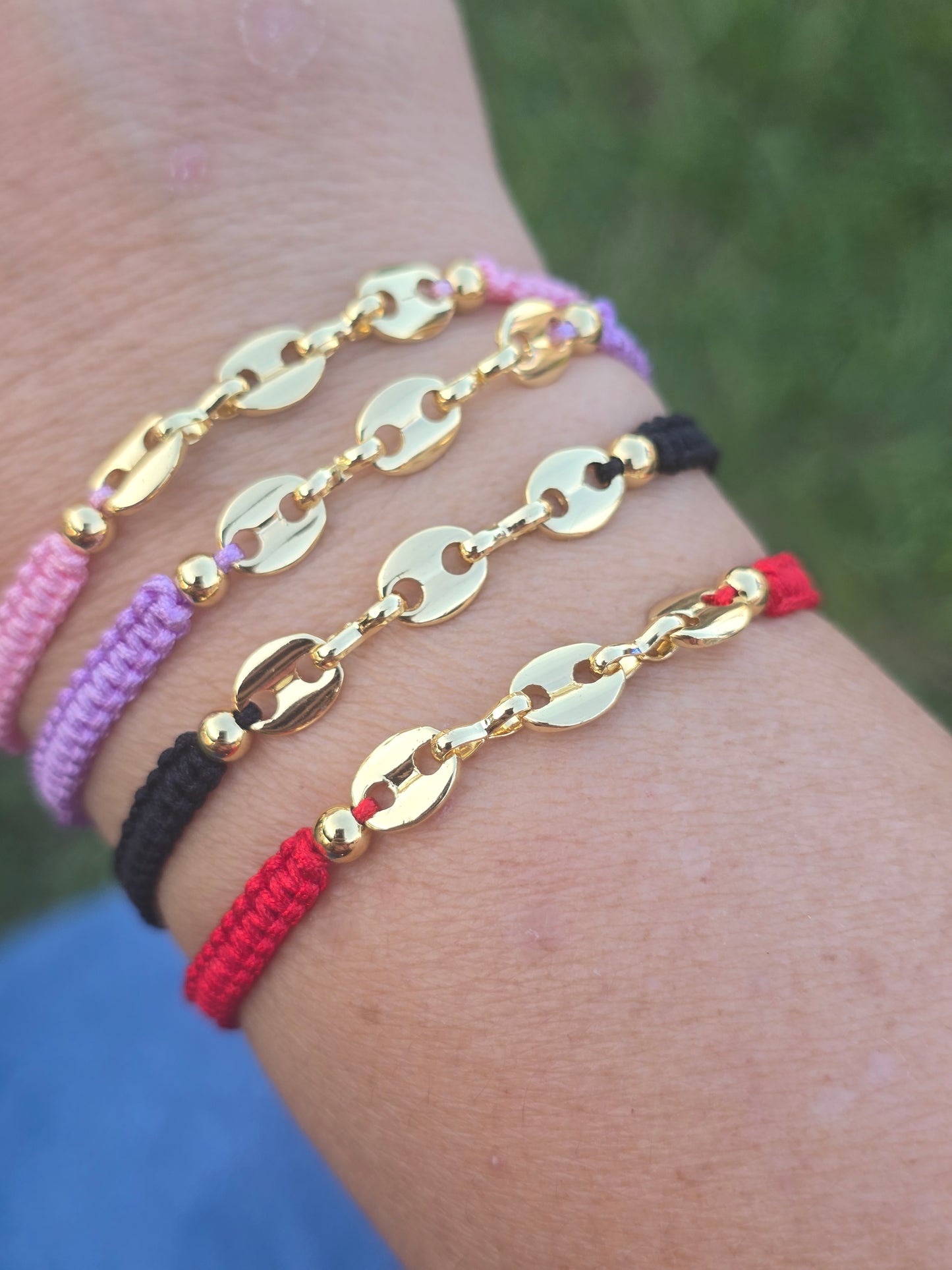 Pulsera tejido macrame con cadena de marinero ajustable braclets color with chain