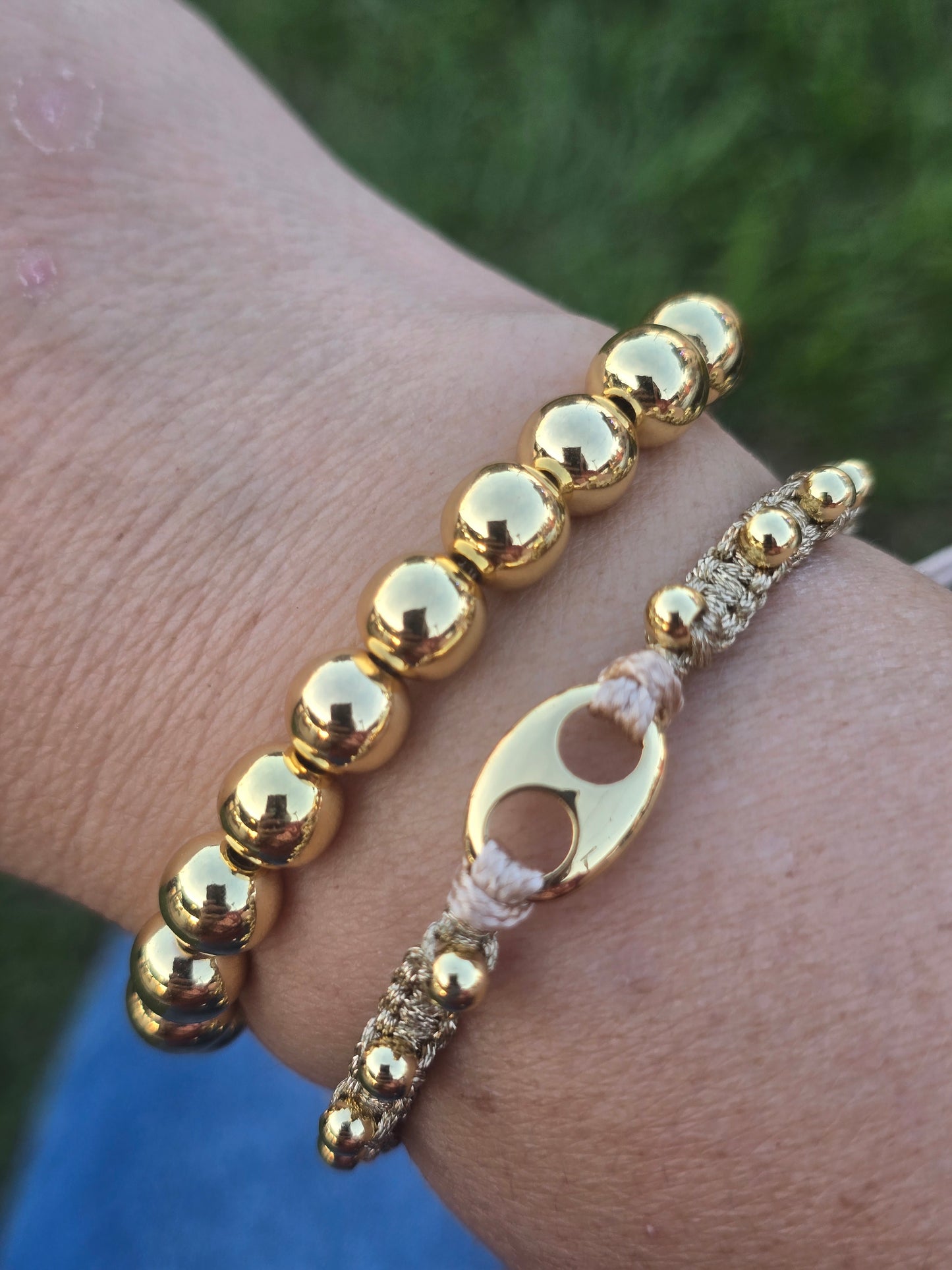 Pulsera de balines ajustable dorada bracelets beaded gold