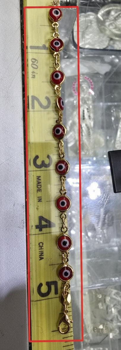 Pulsera con ojo turco ojo de suerte para nin@s bracelet and chain Brasilian Gold pulsera Oro Brasilero 14K
