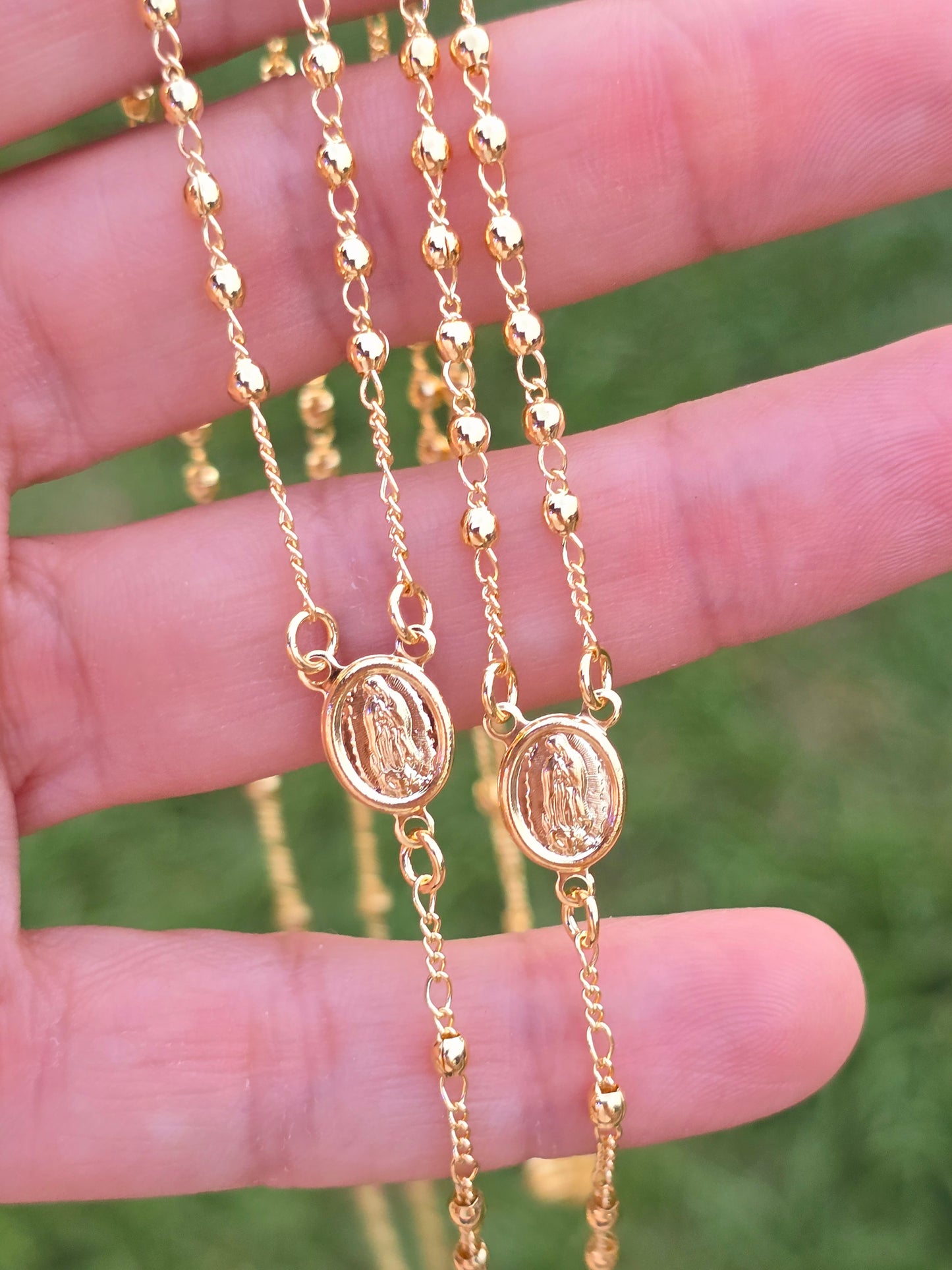 Rosario Gold Filled necklace Oro Gold Rosary elegant necklace 14K laminated gold