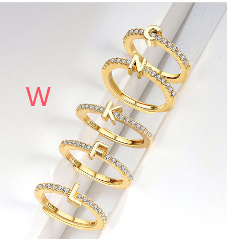 S925 Sterling Silver New Style Micro-inlaid Letters Ring