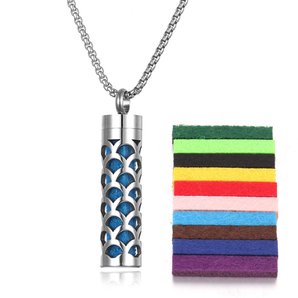 Aromatherapy Pendant Perfume Bottle Essential Oil Titanium Steel necklace