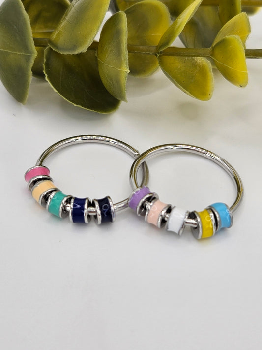 Enamel color silver ring