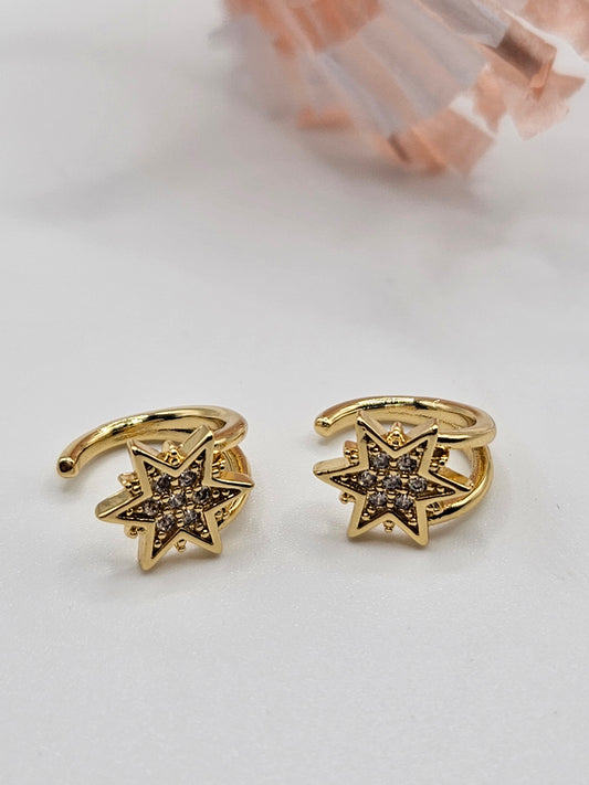 Earcuff zirconia star golden design