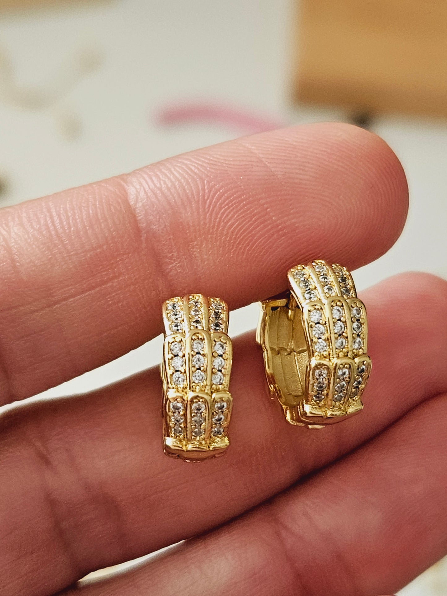 Full clear zirconia bambu earrings