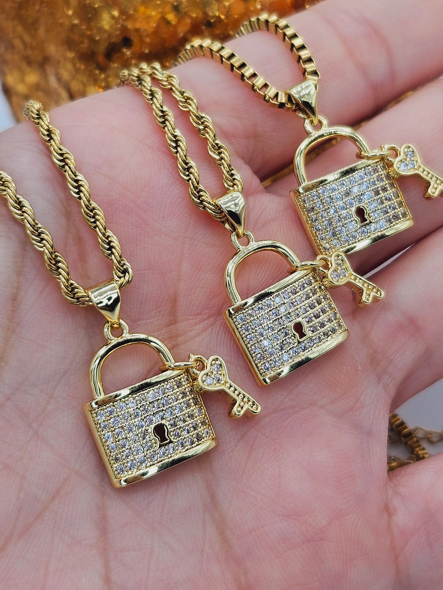 Lock and key necklace