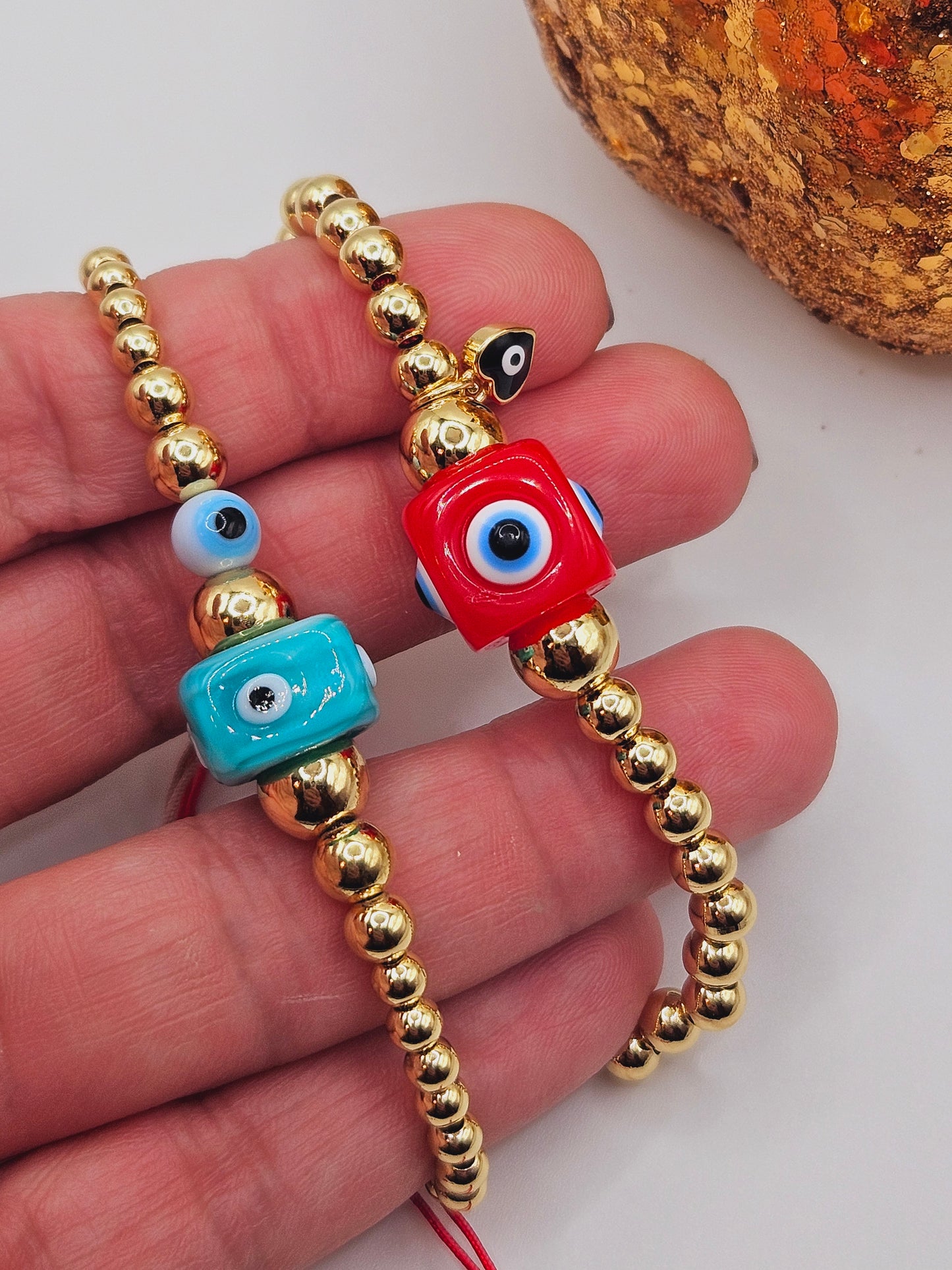 Square evil eyes bracletes