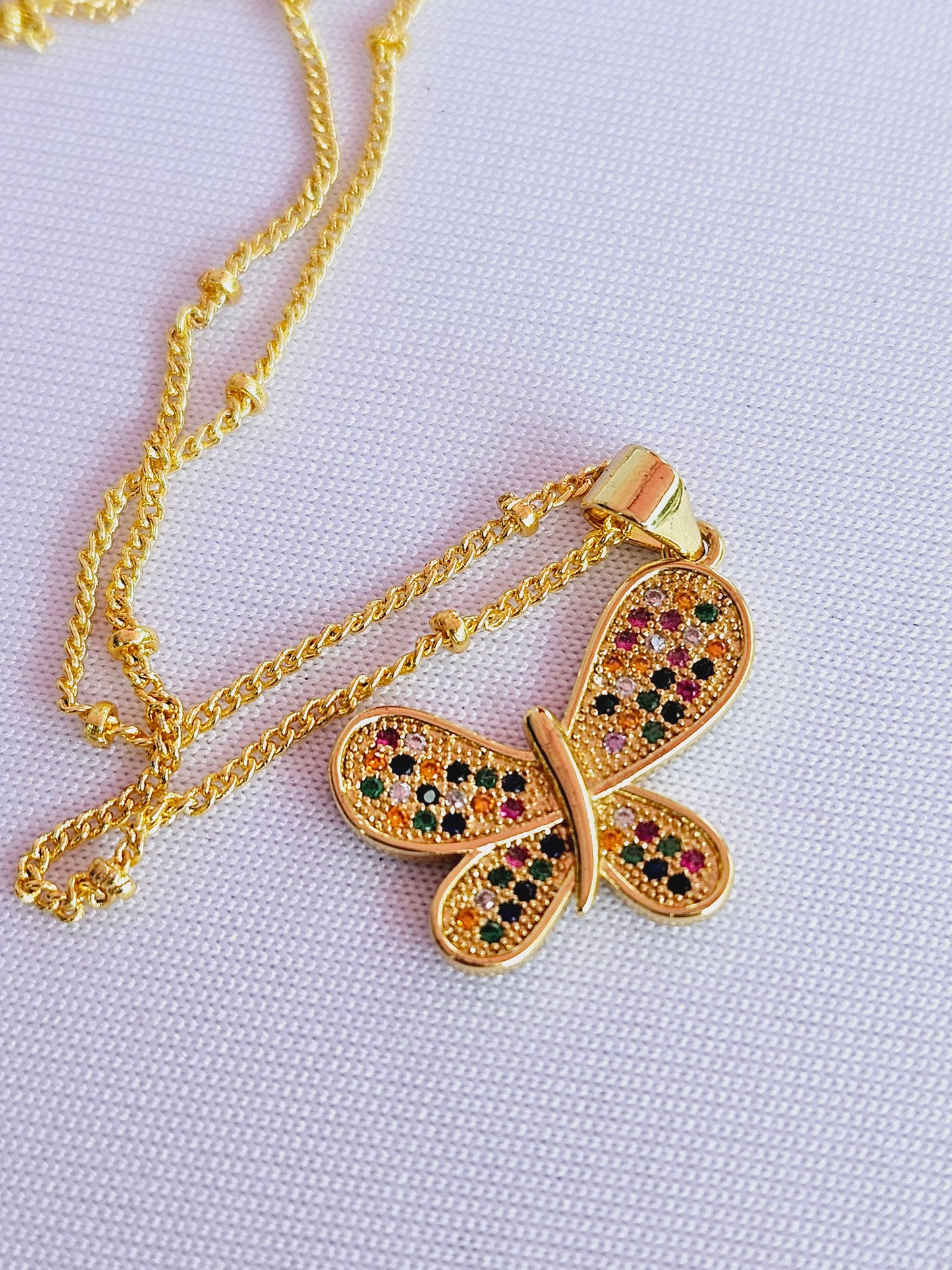 Cute butterfly full color necklace