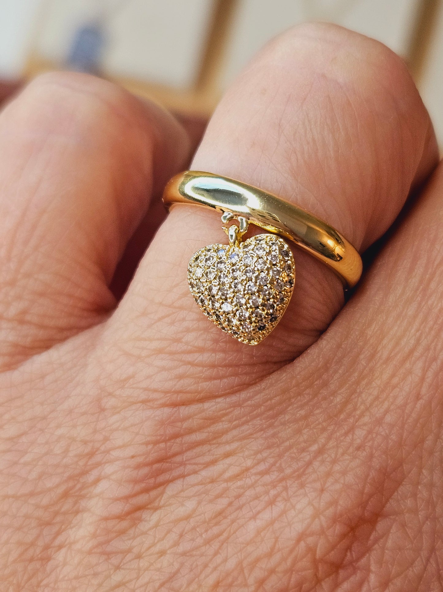 Fashion zirconio heart model gold ring