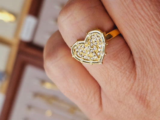 Fashion heart model gold ring