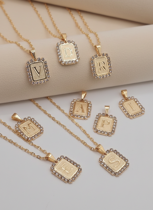 Initial necklace Gold Filled/Cadena Oro Brasilero con dije de inicial with zirconia