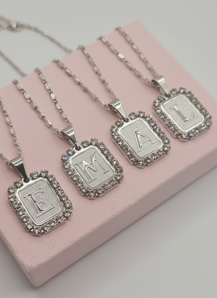 Letter initials silver necklaces - Fui Fuiu Jewelry