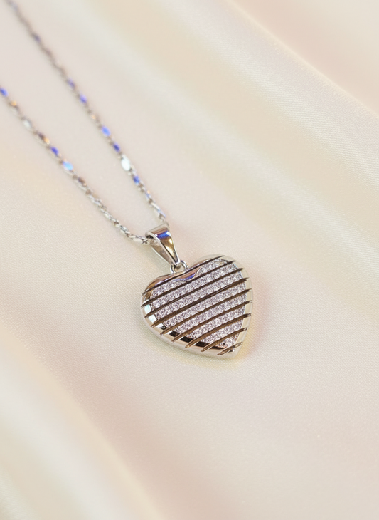 Big heart pendant silver plated necklace silver plated plata
