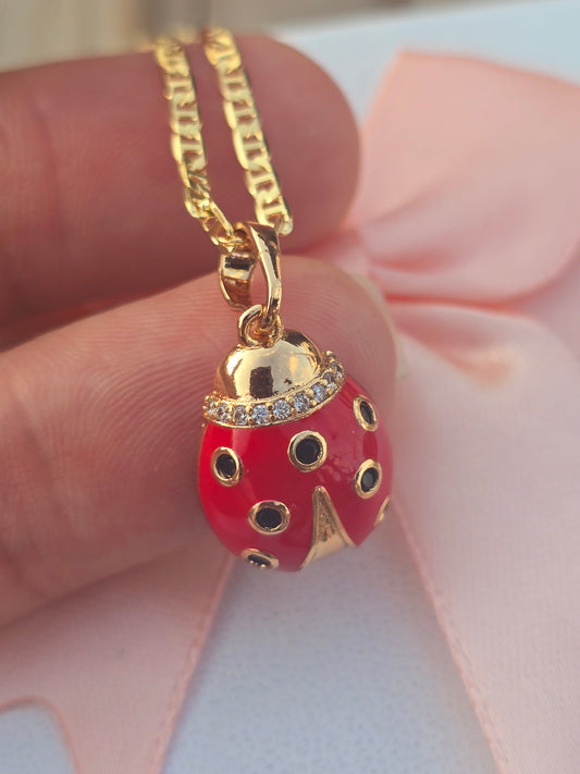 Ladybug pendant necklace 14K Gold Filled