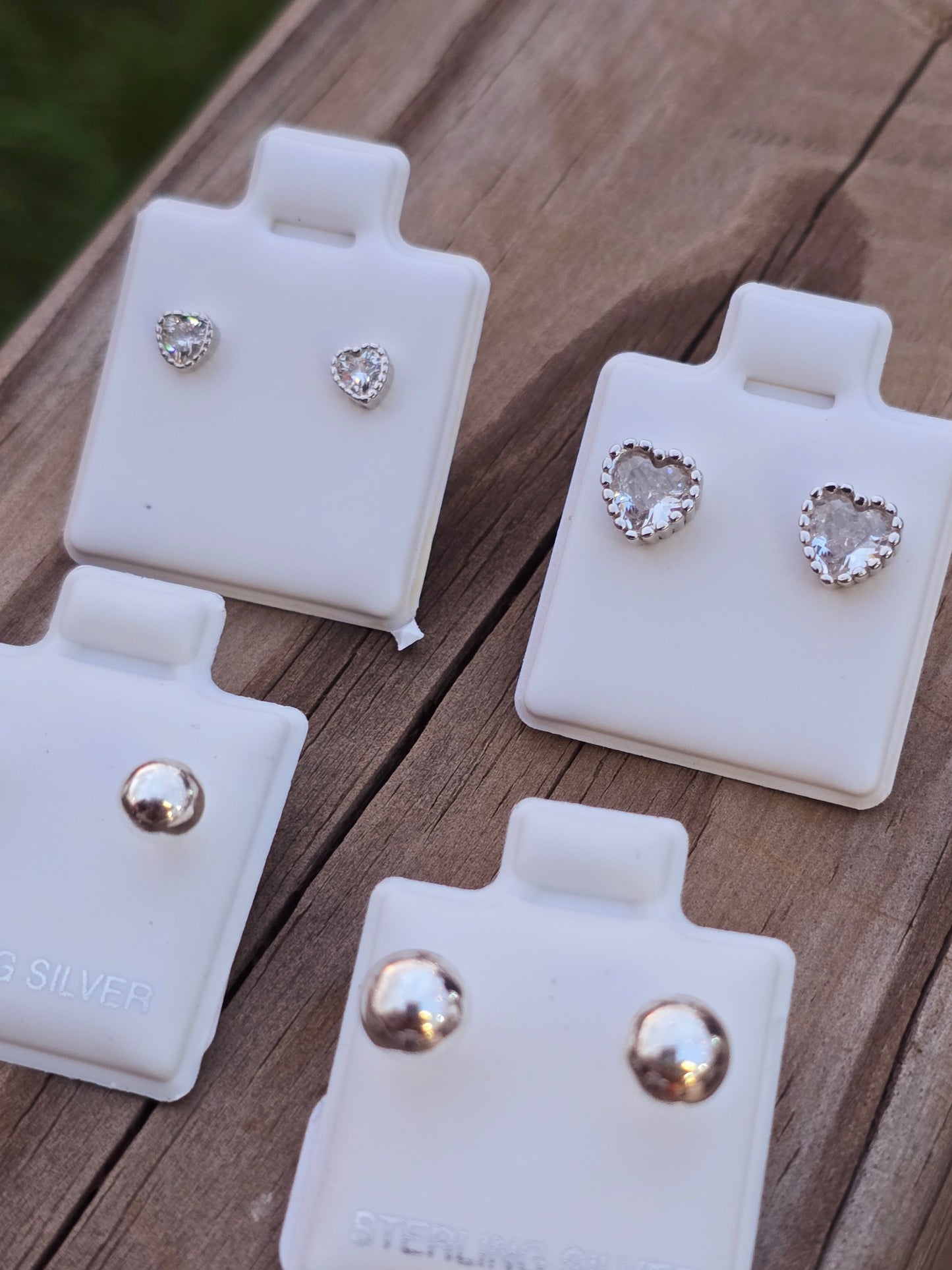 Crystal wrinkled heart Studs Sterling Silver corazon de cristal de plata 925 topitos aretes - Fui Fuiu Jewelry