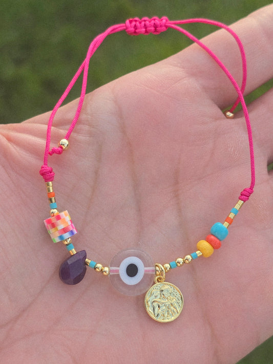 Hilo Rojo y protección bracelets lucky bracelets colorfully evil eyes purple